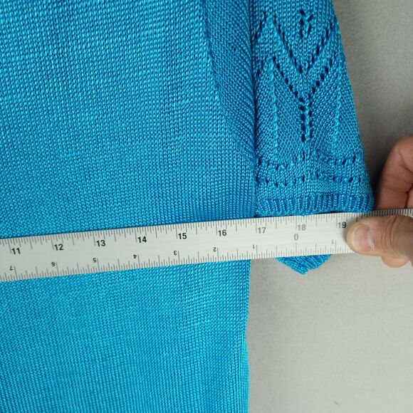 Carol Little Knitwear Sweater Women Med Cotton/Rayon Bright Blue 305744F - Picture 5 of 8